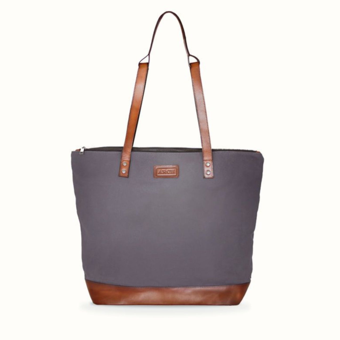 The Luxe Arch Bag - Grey / Tan