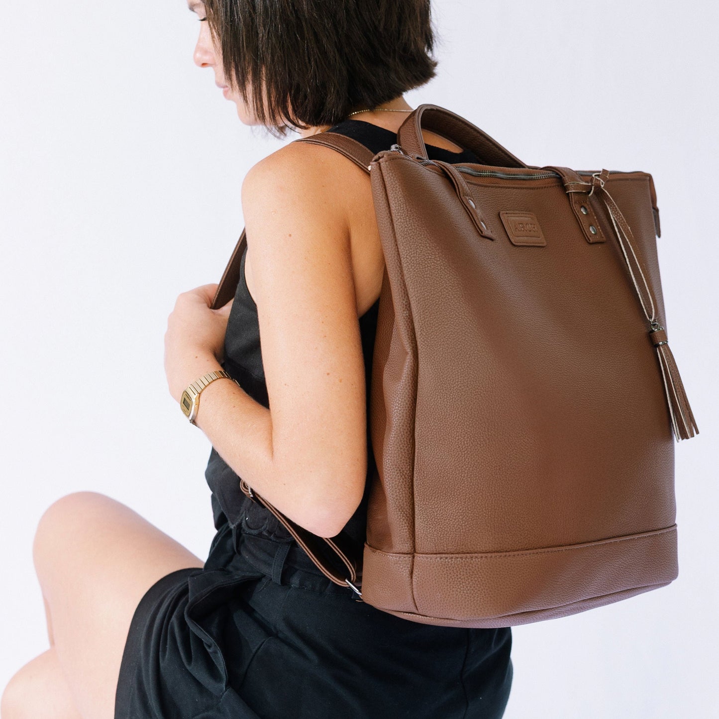 backpack nappy bag vegan leather