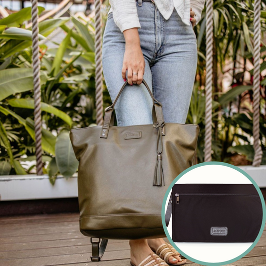 Olive Luxe Nappy Bag PLUS Black Clutch