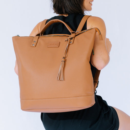 backpack commuter tan bag