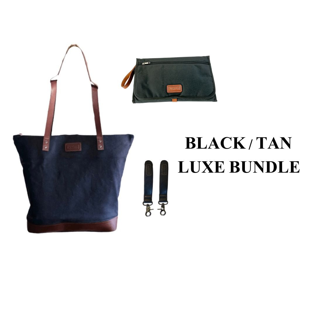 Black / Tan Luxe Nappy Bag Bundle
